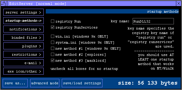 SubSeven 2.2 - Startup Methods