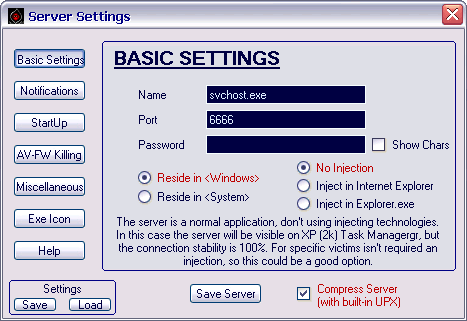 Beast 2.01 - Server Builder: Basic Settings