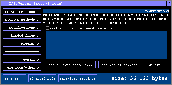 SubSeven 2.2 - Restrictions