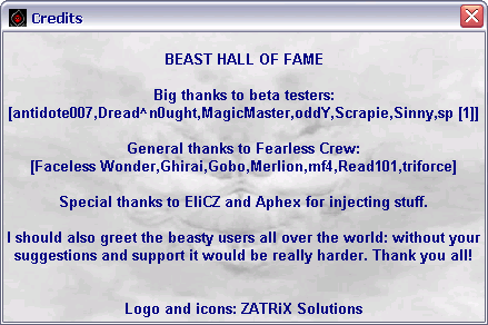Beast 2.01: Client - Credits