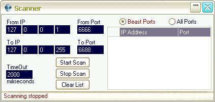 Beast 2.07: Features - Port Scanner